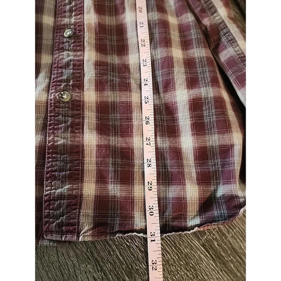 Vtg Carhartt Long Sleeve Maroon Tan Plaid Button Down 100% Cotton Men's Sz M - Picture 9 of 9